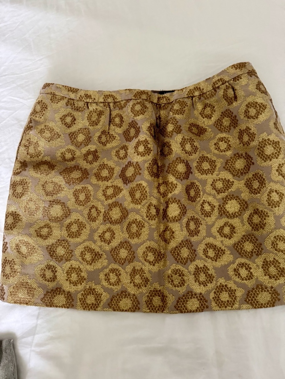 J. Crew Gold and Brown Leopard Jacquard Mini Skirt